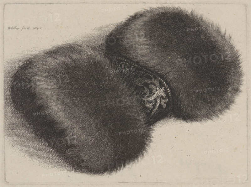 Muff with Brocade Band, 1647. Creator: Hollar, Wenceslaus (1607-1677).