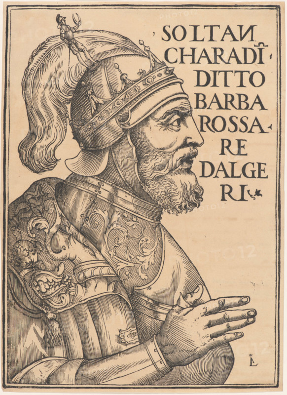 Portrait of Hayreddin Barbarossa (1478-1546), 1535. Creator: Giunta (Giunti), Luca Antonio (Lucantonio) de (1457-1538).