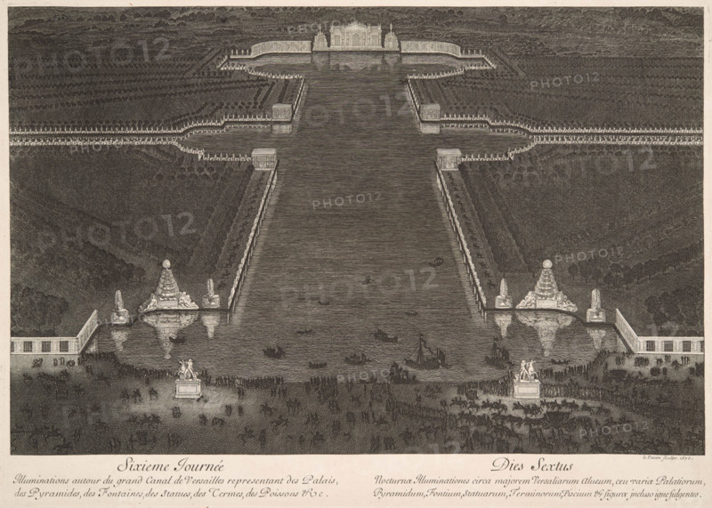 Sixième journée (31 août 1674), l'illumination des jardins et du Grand Canal, 1676. Creator: Le Pautre, Jean (1618-1682).