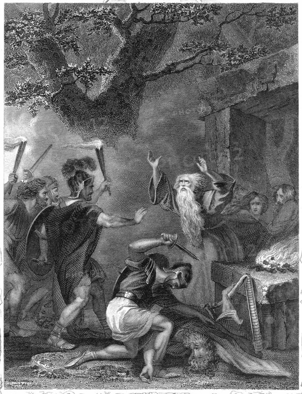 The massacre of the Druids under the command of Julius Caesar, 1838. Creator: Rogers, John (ca 1808-ca 1888).