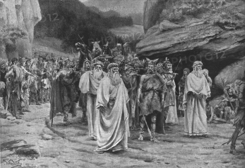 The burial of a British chieftain , 1890. Creator: Collins, William Wiehe (1862-1951).