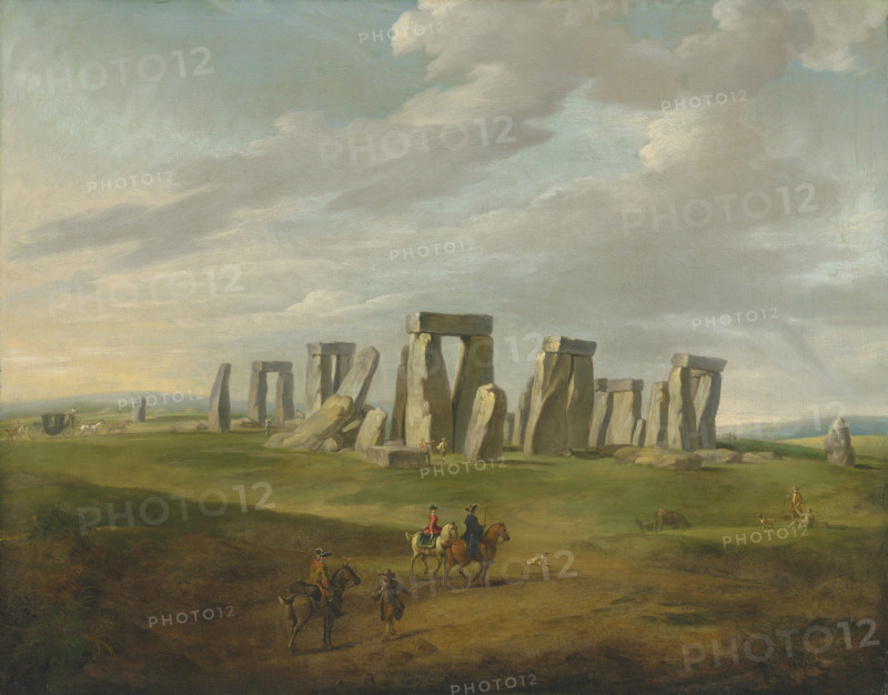 Stonehenge with a carriage and travellers on horseback, End of 18th-early 19th century. Creator: Ross, James (1745-1821).