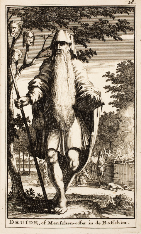 Druids Human Sacrifice. From Antiquitates Germanicæ by Cornelius Tacitus, 1712-1714. Creator: Anonymous.