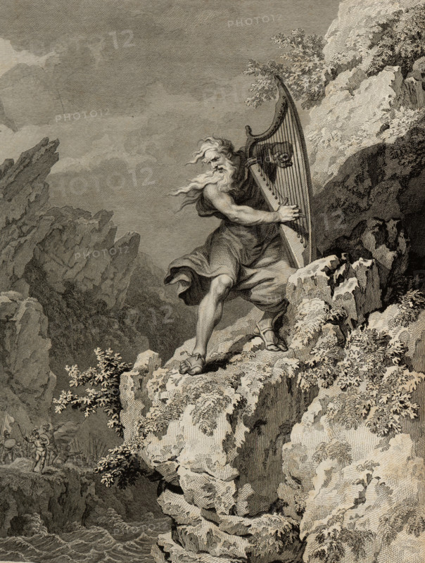 Welsh Druid playing the harp, 1781. Creator: Anonymous.