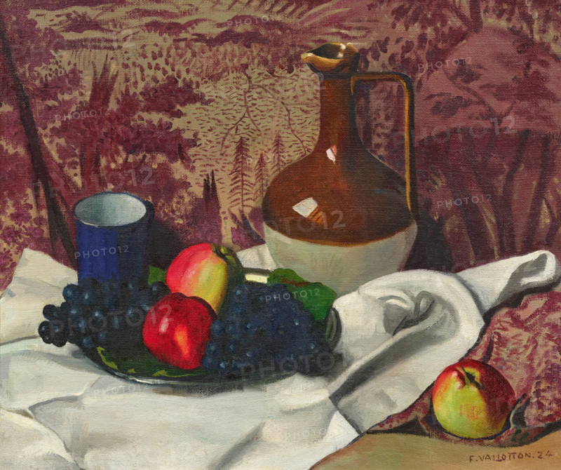Jug and fruit, 1924. Creator: Vallotton, Felix Edouard (1865-1925).