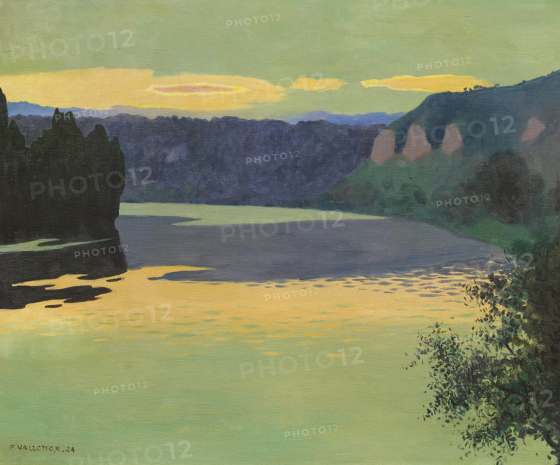 The Seine at Les Andelys, in the evening, 1924. Creator: Vallotton, Felix Edouard (1865-1925).