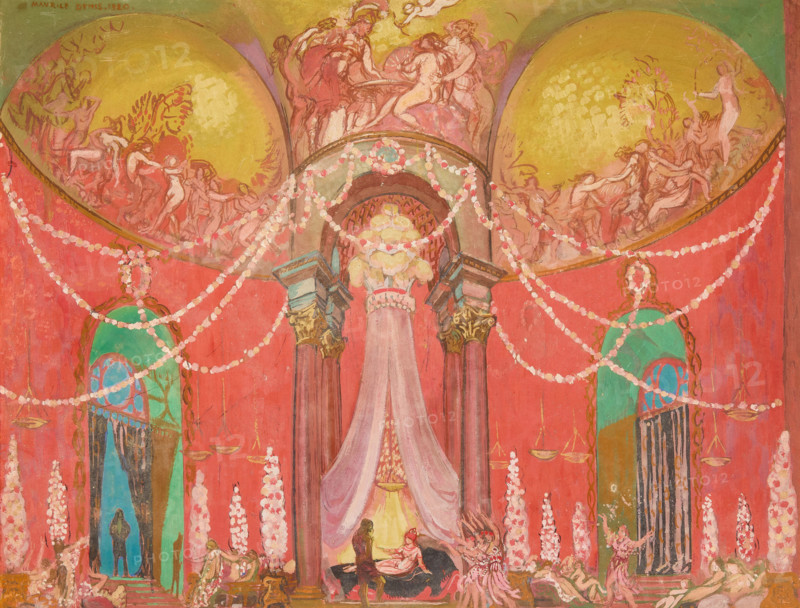 Le Palais de la Reine de Volupte. Set design for the Opera "La légende de Saint-Christophe"..., 1920 Creator: Denis, Maurice (1870-1943).