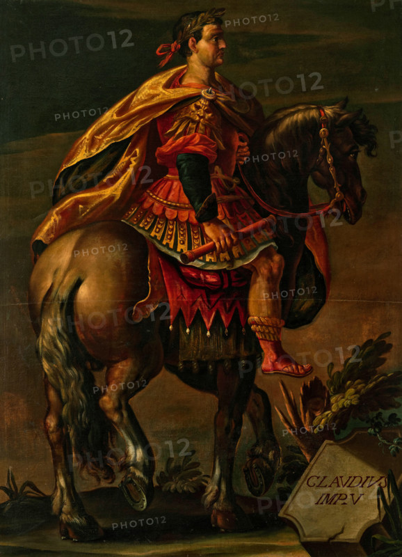 Emperor Claudius on horseback. Creator: Stradanus (Straet, van der), Johannes, (Follower)  .