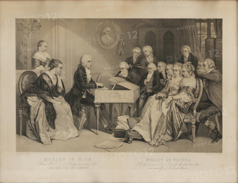 Mozart at Vienna. He plays his opera Don Juan for the first time, c1850. Creator: Cornilliet, Jean Baptiste Alfred (1807-1895).