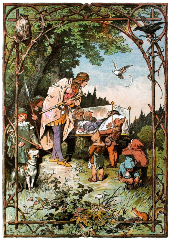 Illustration for "Snow White and the Seven Dwarfs" by Brothers Grimm, c1899. Creator: Zick, Alexander (1845-1907).