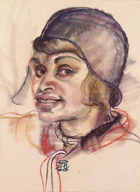 Self-portrait with hat, 1930. Creator: Lohse-Wächtler, Elfriede (1899-1940).