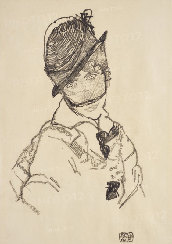 Edith with hat and face veil, 1915. Creator: Schiele, Egon (1890-1918).