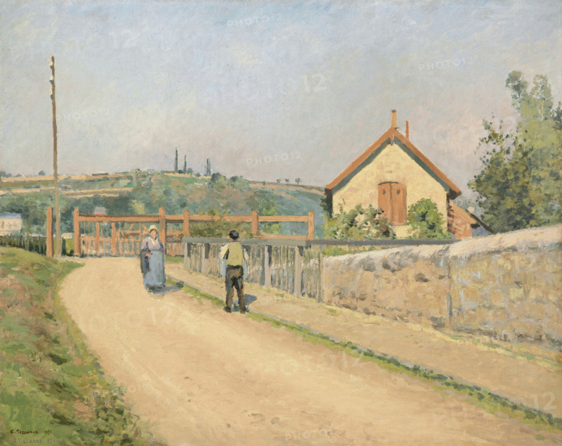 The Railway Crossing at Les Pâtis near Pontoise, 1873-1874. Creator: Pissarro, Camille (1830-1903).