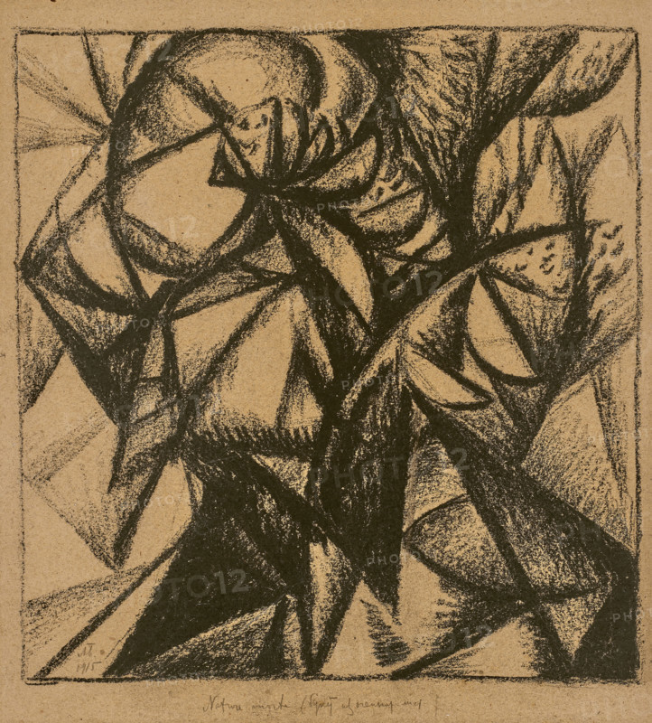 Still life - Bouquet with Autumn Leaves, 1915. Creator: Bogomazov, Alexander Konstantinovich (1880-1930).