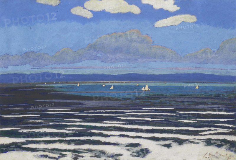 Seascape with White Sails, 1922. Creator: Spilliaert, Léon (1881-1946).