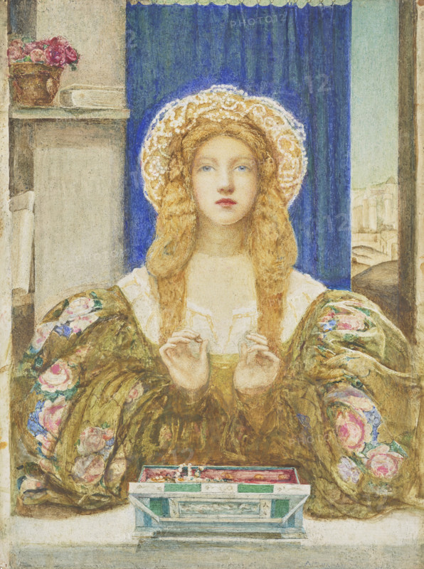 A young woman opening a jewel casket. Creator: Macallan Swan, Alice (1864-1939).