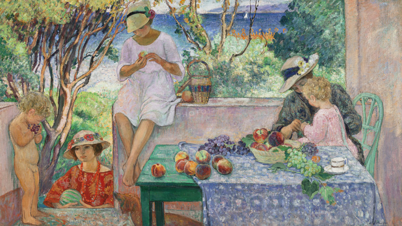 Afternoon tea on the terrace in Sainte-Maxime, 1914. Creator: Lebasque, Henri (1865-1937).