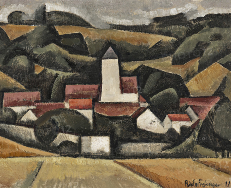 Landscape with a bell tower, 1911. Creator: La Fresnaye, Roger de (1885-1925).