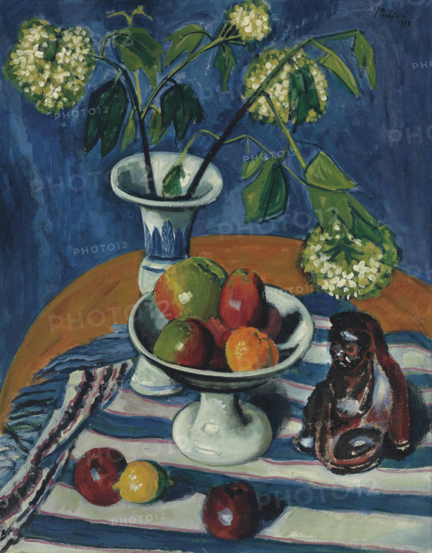 Still life with apples and viburnum, 1923. Creator: Pechstein, Hermann Max (1881-1955).