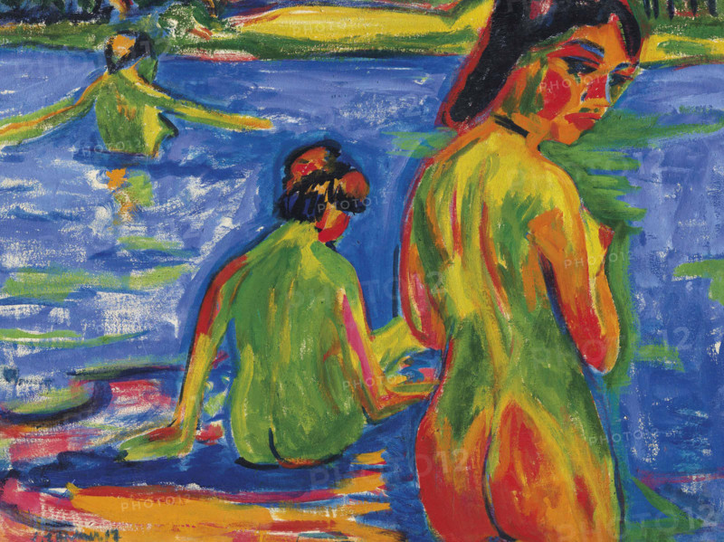 Girls bathing in the lake, Moritzburg, 1909. Creator: Kirchner, Ernst Ludwig (1880-1938).
