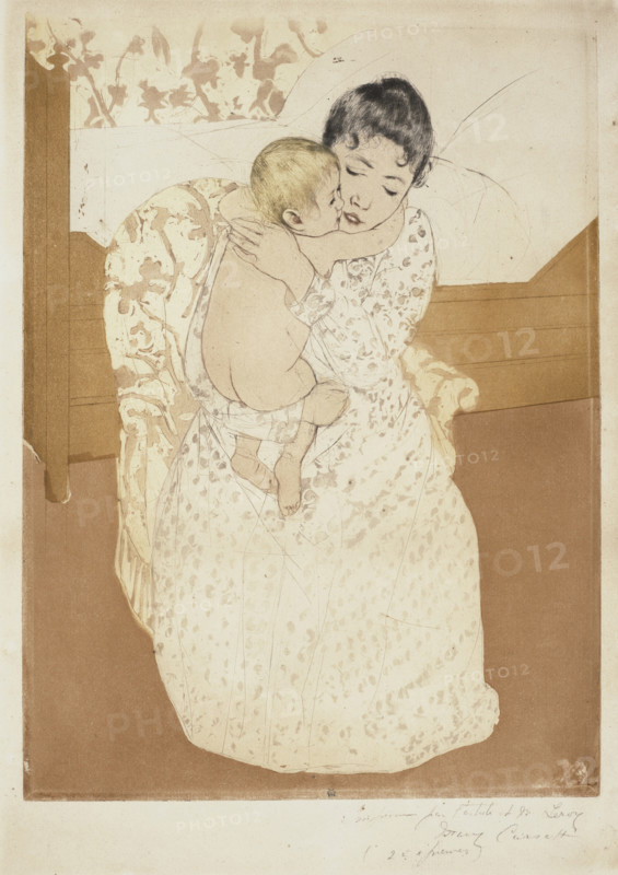 Maternal Caress, 1890-1891. Creator: Cassatt, Mary (1845-1926).
