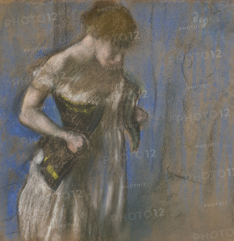Woman Clasping Her Corset, ca. 1883. Creator: Degas, Edgar (1834-1917).