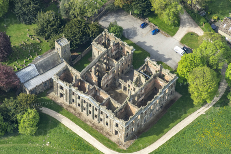 The roofless ruin of Sutton Scarsdale Hall, Derbyshire, 2025. Creator: Robyn Andrews.