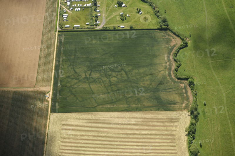 Cropmark remains of a multiphase later prehistoric settlement, Biggleswade Common, Beds, 2022. Creator: Damian Grady.