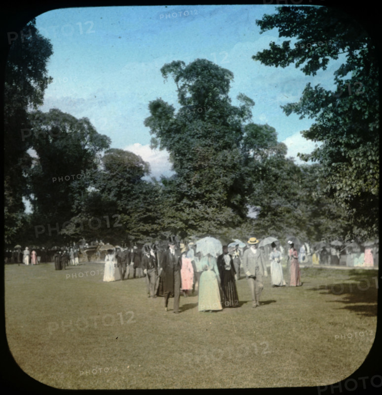 Well dressed ladies and gentlemen attending a sports day...Eton College,  Windsor, 1889. Creator: Henry Taunt.