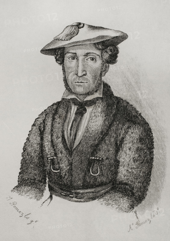Portrait of Martin Zurbano (1788-1845), Spanish guerrilla fighter, 1845.  Creator: Jose Gomez.