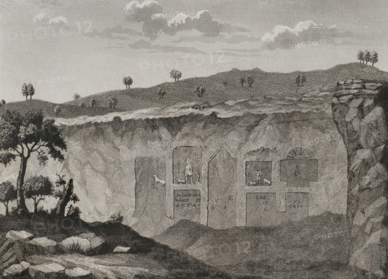 Temple of Diana that Morales recognized in the Almudejo hill, Guadalajara province, Spain, 1852.  Creator: Antonio Roca Sallent.