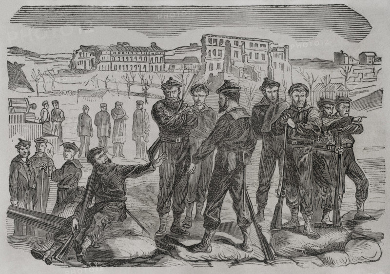 Franco-Prussian War (1870-1871): Sailors refusing to leave the fort of Montrouge, Paris, 1871.  Creator: Unknown.