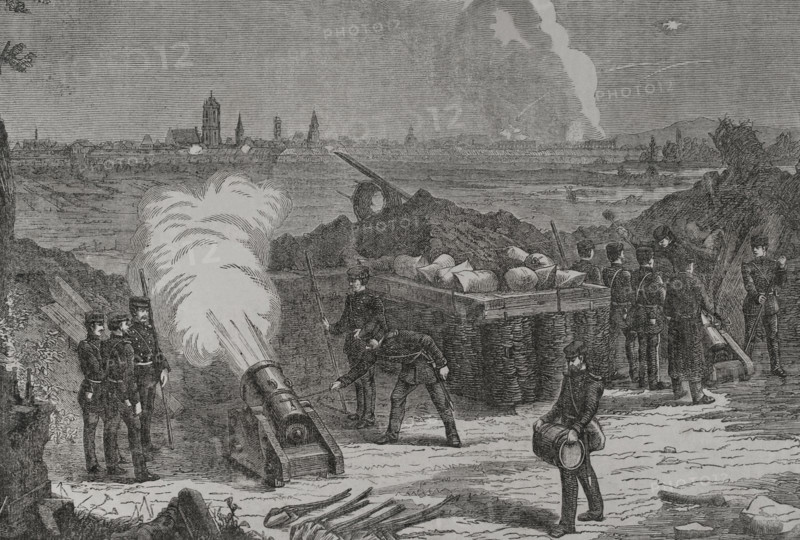 Franco-Prussian War (1870-1871): Siege of Sélestat (Schlettstadt) by Prussian troops, 1871.  Creator: Unknown.