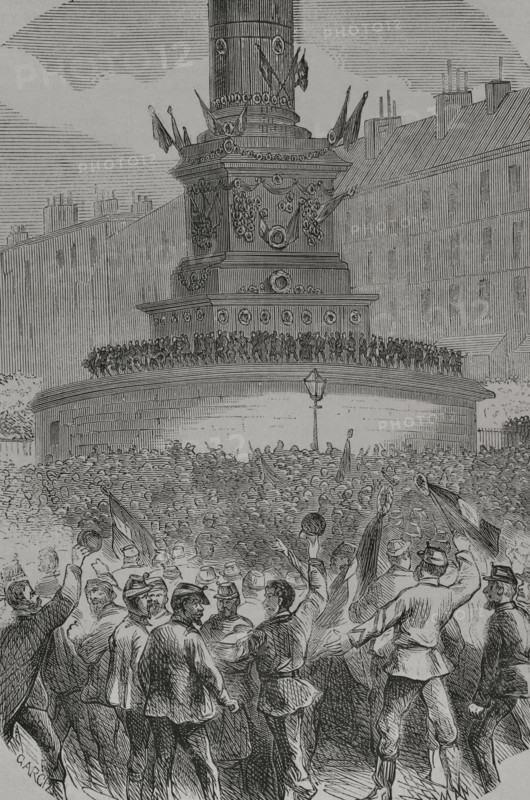 Riots in the Place de la Bastille, Paris Commune, France, 1871.  Creator: Unknown.