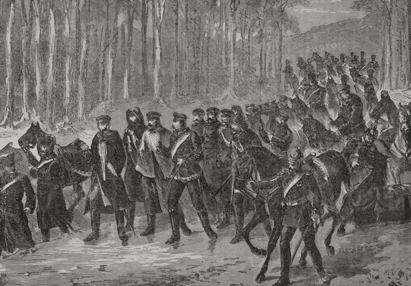 Franco-Prussian War (1870-1871): German cavalry marching towards Paris, 1871.  Creator: Unknown.