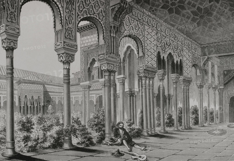 Interior of Alhambra Palace, Granada, Andalusia, Spain, 1877. Creator: Unknown.