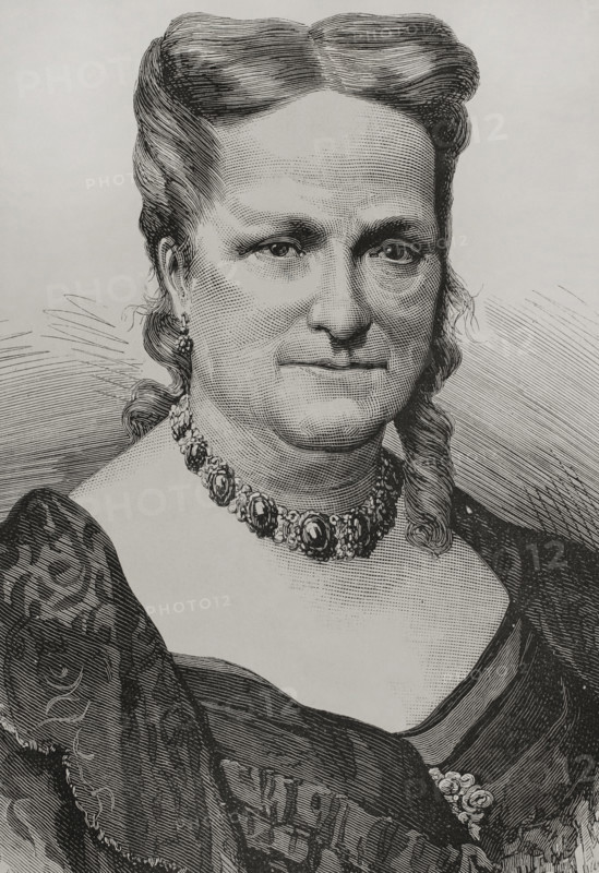 María Cristina de Borbón of the Two Sicilies (1806-1878), Queen consort of Spain, 1878. Creators: Félix Badillo, Arturo Carretero y Sánchez.