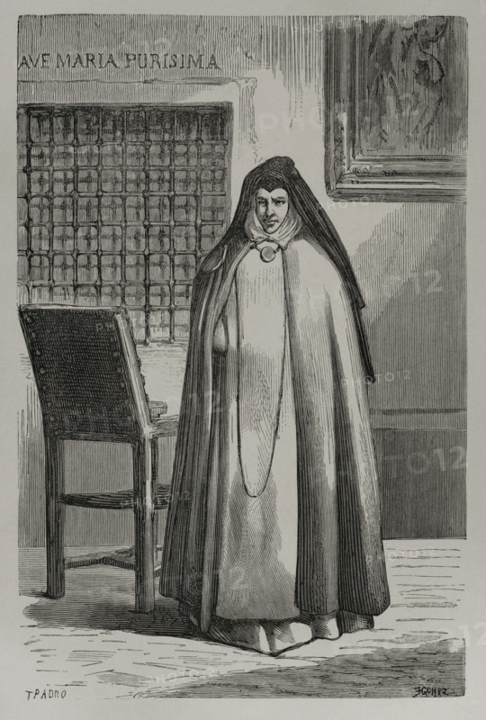 Sor Patrocinio, so-called also known as "the nun of the wounds" (1811-1891), Spanish nun..., 1879. Creators: Tomas Padro Pedret, Jose Gomez.