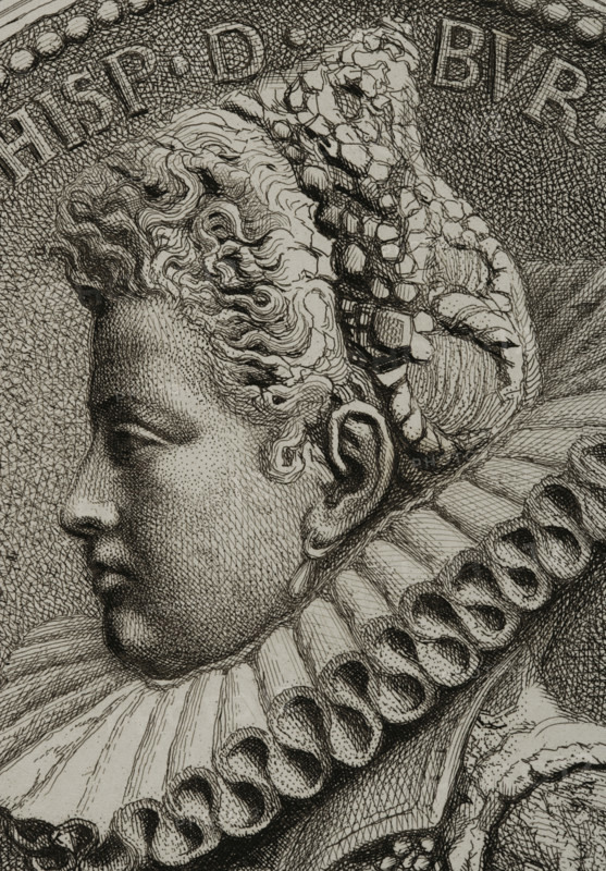Portrait of Isabella Clara Eugenia (1566-1633), 1879. Creators: Alphonse Charles Masson, Magin Pujadas.