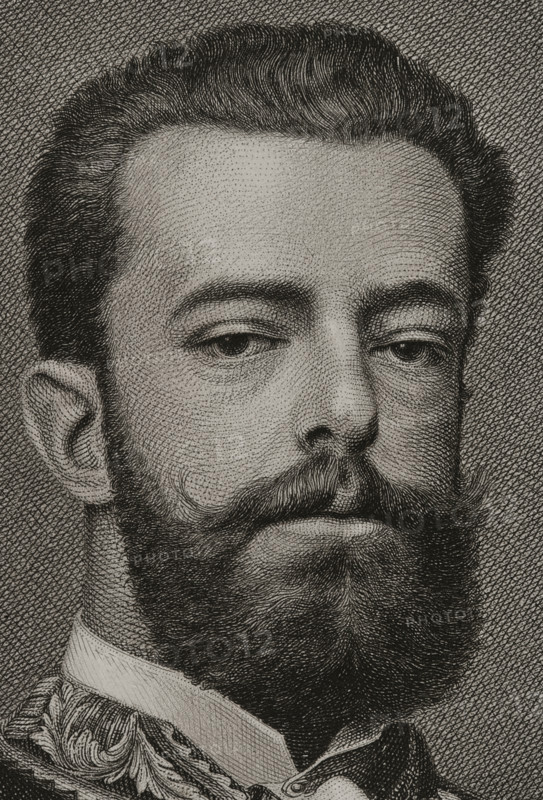 Amadeo I of Spain (1845-1890), King of Spain from January 2, 1871 to February 11, 1873 (1882).  Creator: Joaquin Furno Abad.