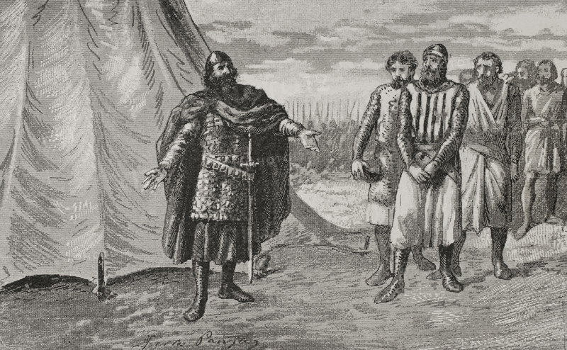 Count Berenguer Ramón II before El Cid, 1890.  Creator: Joan Serra y Pausas.