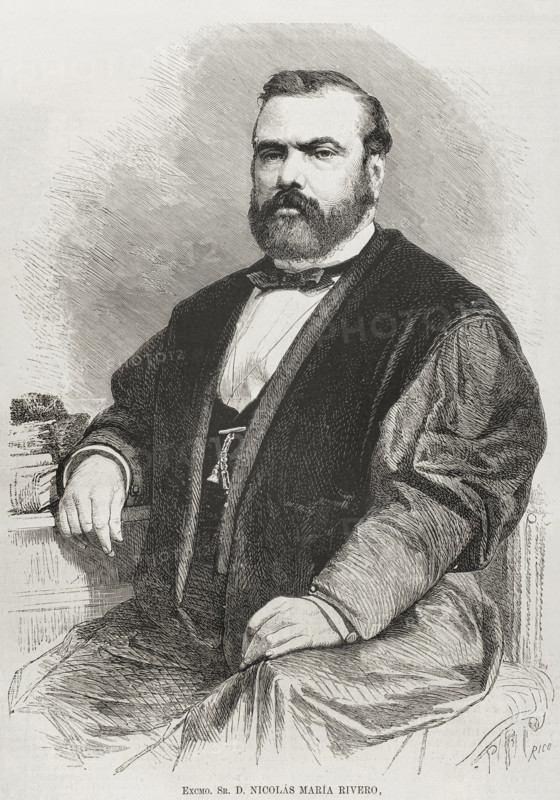 Nicolás María Rivero (1814-1878), Spanish politician, founder of the Partido Demócrata, 1878. Creators: Bernardo Rico, José Vallejo.
