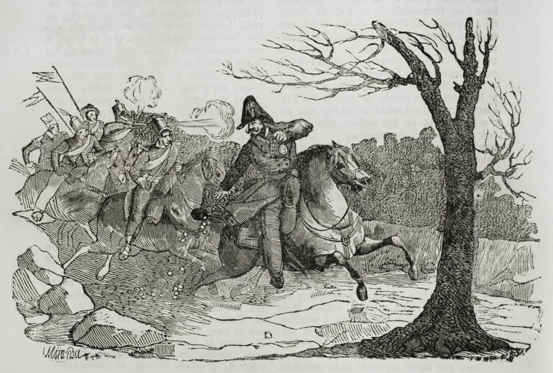 Balmaseda's flight, First Carlist War (1833-1840), 1842.  Creator: Manuel Miranda.