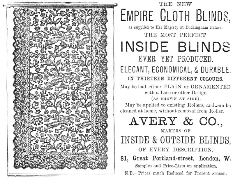 The new Empire Cloth Blinds, 1883. Creator: Unknown.