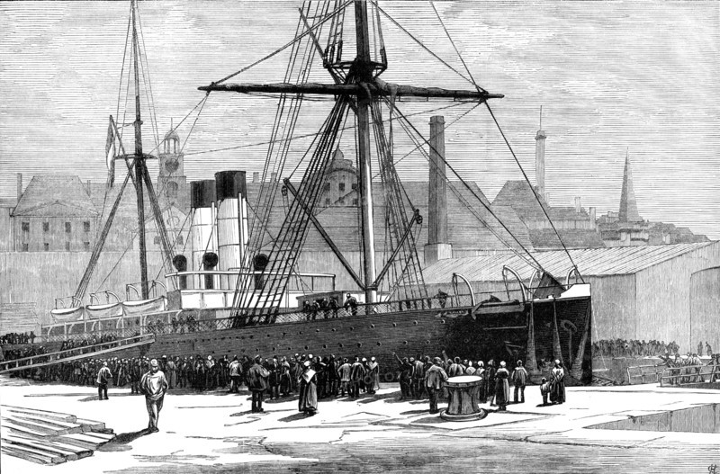 The French transatlantic steam-ship Saint Germain,...after the collision at sea, 1883. Creator: Unknown.