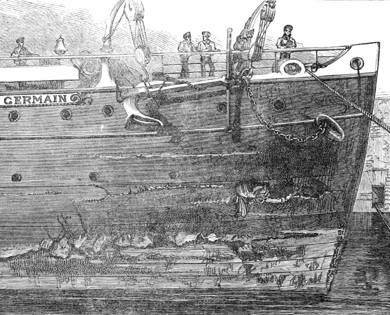Damaged hull of the Saint Germain, 1883. Creator: Unknown.