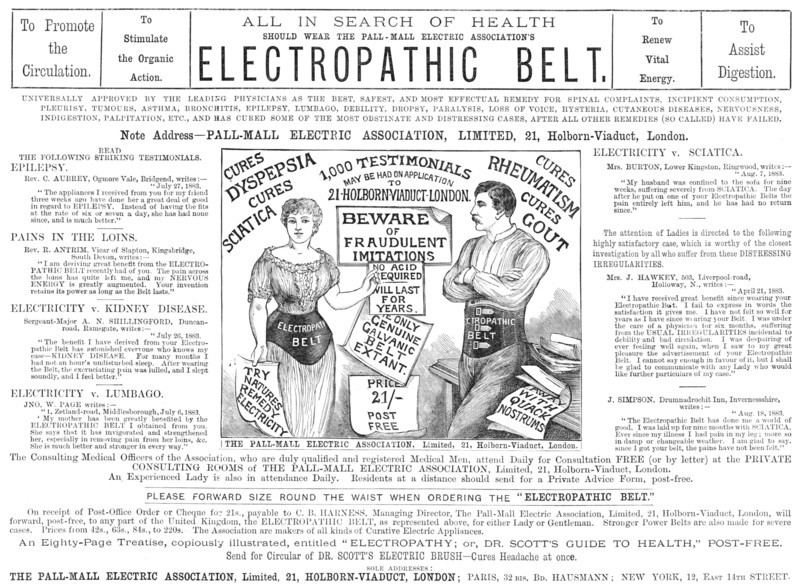 Electropathic Belt, 1883. Creator: Unknown.