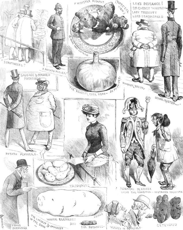 Sketches at the Crystal Palace Potato Show, 1883. Creator: Unknown.