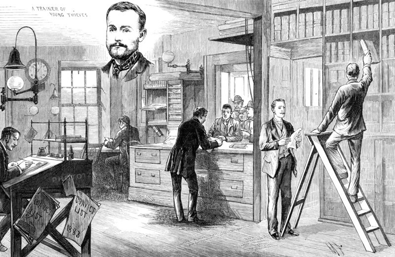 Sketches in Scotland-Yard: Convict Office for ticket-of-leave men...under police supervision, 1883. Creator: Unknown.