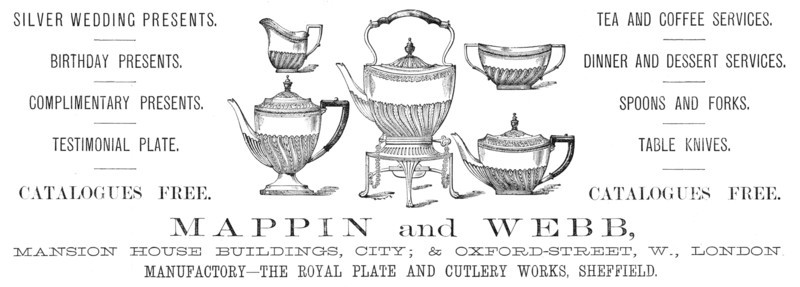 Advertisement for Mappin and Webb, 1883. Creator: Unknown.